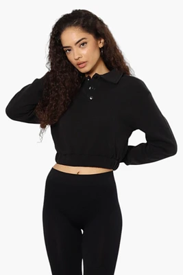 Miss Selfie Collared Cropped Sweatshirt