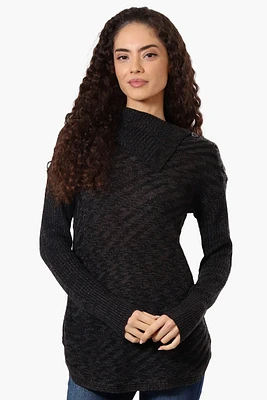 Beechers Brook Shoulder Button Split Neck Pullover Sweater