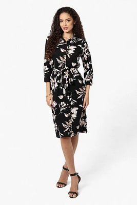 Impress Floral Belted Button Down Day Dress