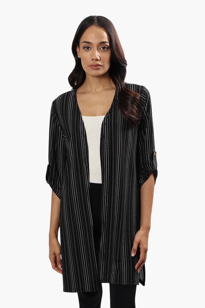 International INC Company Striped Open Front Cardigan