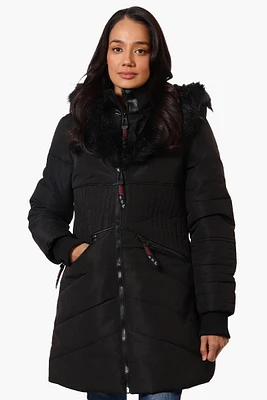 Canada Weather Gear Chevron Quilted Parka Jacket - Black