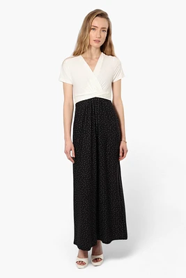 Limite Dotted Crossover Maxi Dress - Black