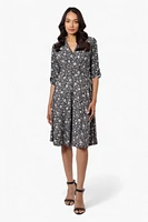 Beechers Brook Floral Crossover Button Up Sleeve Day Dress