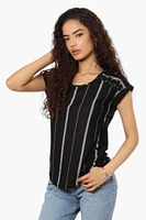 Beechers Brook Striped Short Sleeve Blouse