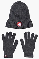 Canada Weather Gear Gloves Cuffed Beanie Hat Set