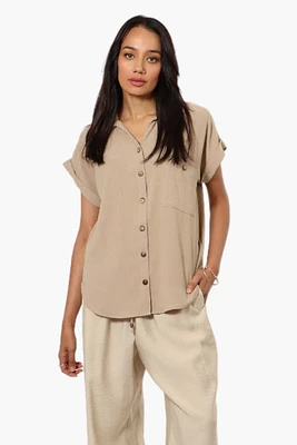 Urbanology Button Up Cap Sleeve Blouse
