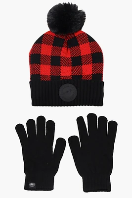 Canada Weather Gear Gloves Pom Pom Hat Set