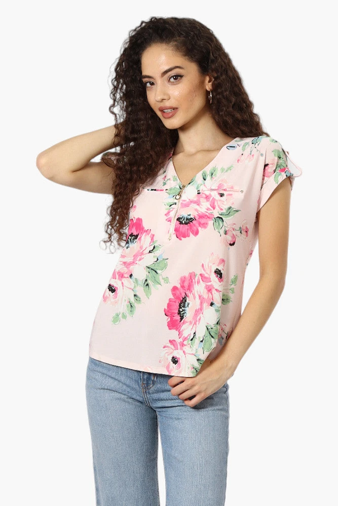 Beechers Brook Floral Half Zip Tee
