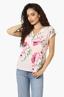 Beechers Brook Floral Half Zip Tee