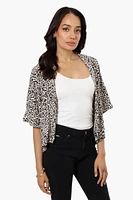 International INC Company Leopard Print Short Sleeve Wrap Cardigan