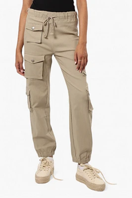 Urbanology Solid Tie Waist 5 Pocket Cargo Pants