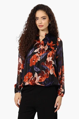 Limite Floral Sheer Sleeve Chiffon Blouse