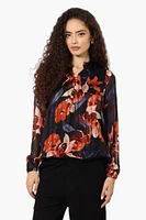 Limite Floral Sheer Sleeve Chiffon Blouse