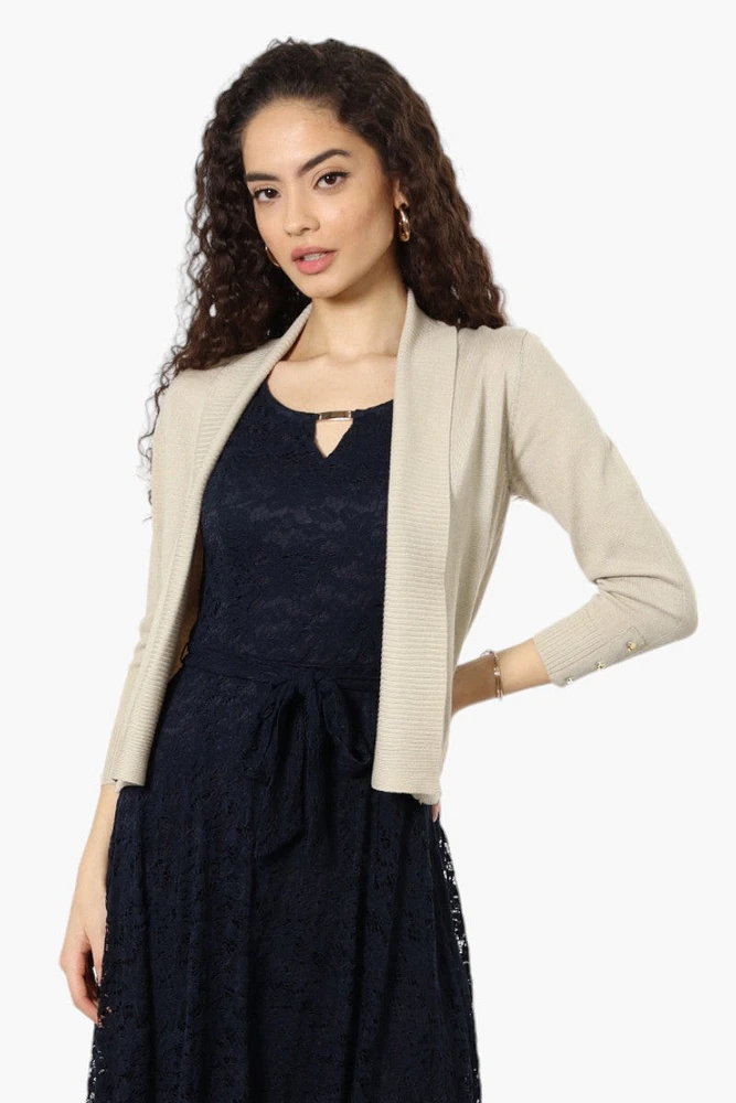 Impress 3/4 Sleeve Button Shrug Cardigan