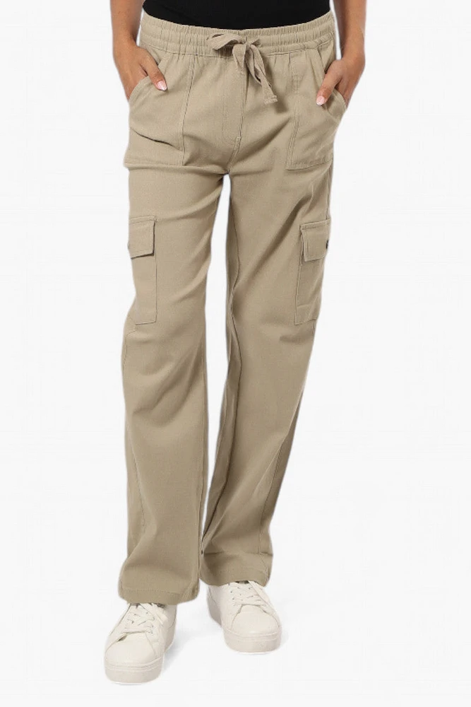 Urbanology Solid Tie Waist Cargo Pants