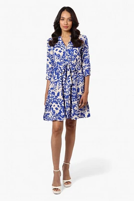 Beechers Brook Belted Patterned Button Down Day Dress
