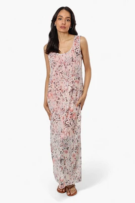 Majora Leaf Pattern Mesh Maxi Dress