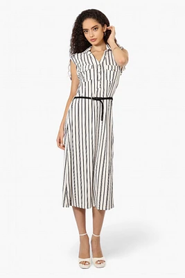 Majora Striped Belted Sleeveless Maxi Dress