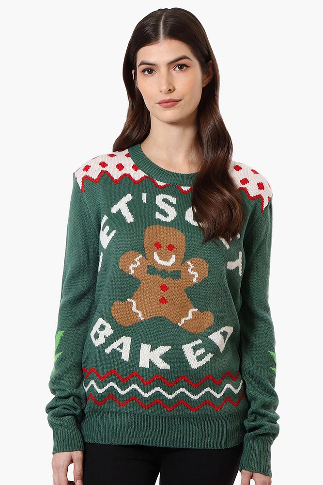 Ugly Christmas Sweater Let's Get Baked Knit Christmas Sweater