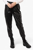 Limite Tie Waist Vegan Leather Cargo Jogger Pants