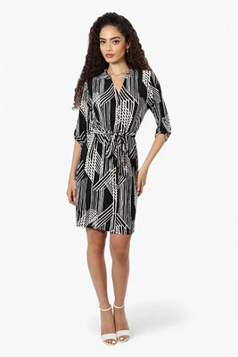 Beechers Brook Patterned Belted Button Down Day Dress