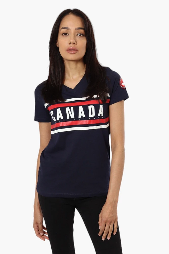 Canada Weather Gear Striped Canada Print Tee