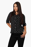 Beechers Brook Patterned Roll Up Sleeve Shirt