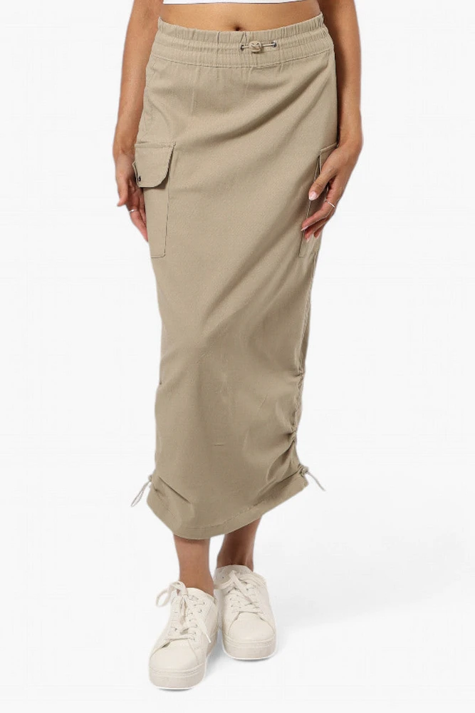 Urbanology Solid Cargo Pocket Midi Skirt