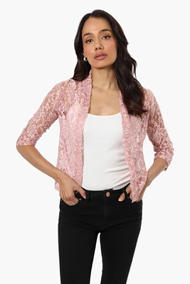 Impress Floral Lace 3/4 Sleeve Wrap Cardigan