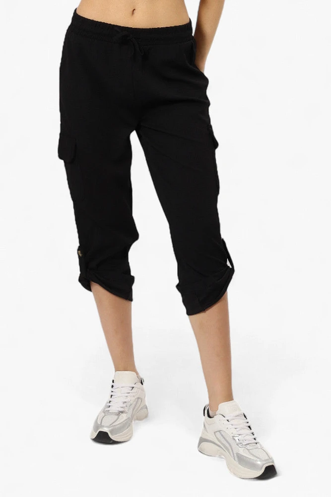 Impress Solid Tie Waist Cargo Pants