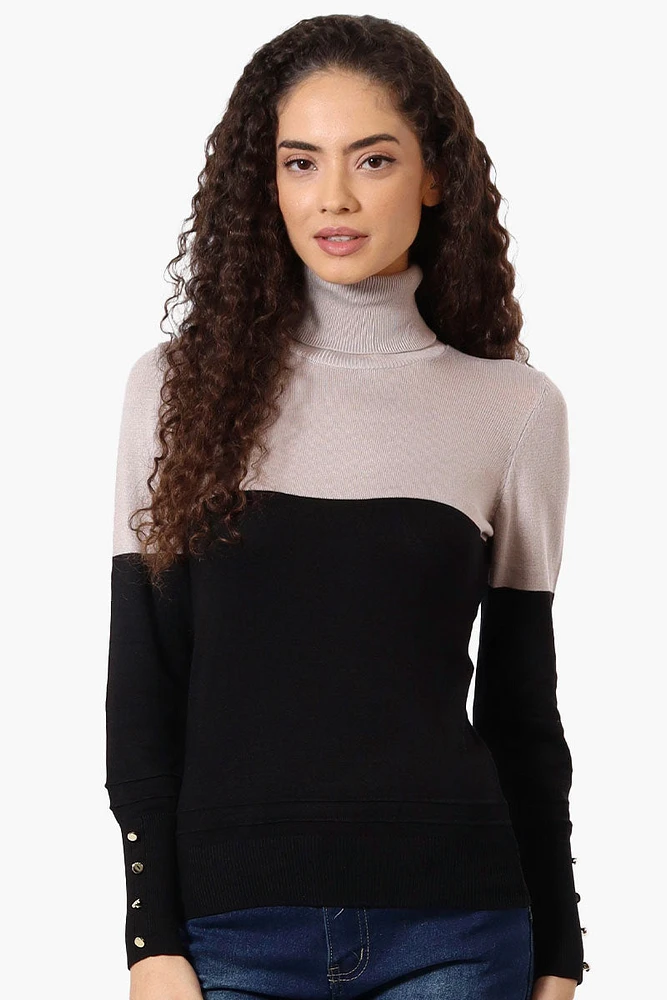 International INC Company Colour Block Turtleneck Pullover Sweater