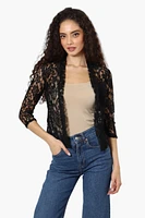 Impress Floral Lace 3/4 Sleeve Wrap Cardigan