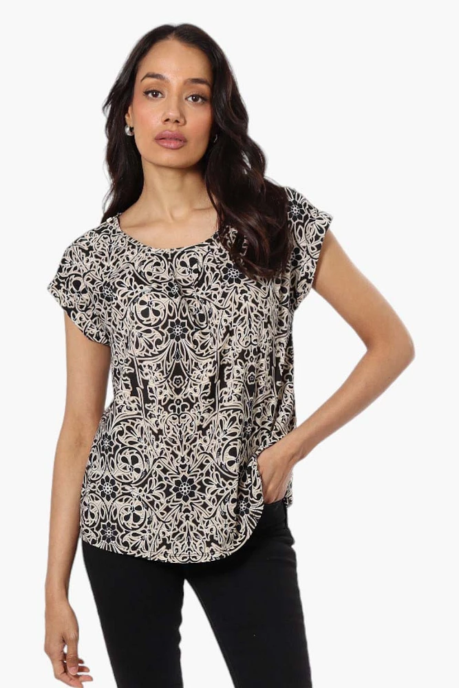 Beechers Brook Patterned Cap Sleeve Blouse