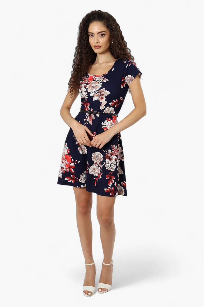 Impress Floral Belted Skater Day Dress