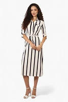 Beechers Brook Belted Striped Roll Up Sleeve Maxi Dress