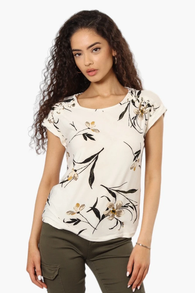 Beechers Brook Floral Pattern Short Sleeve Blouse