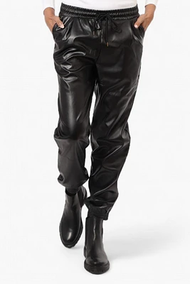Limite Tie Waist Vegan Leather Jogger Pants