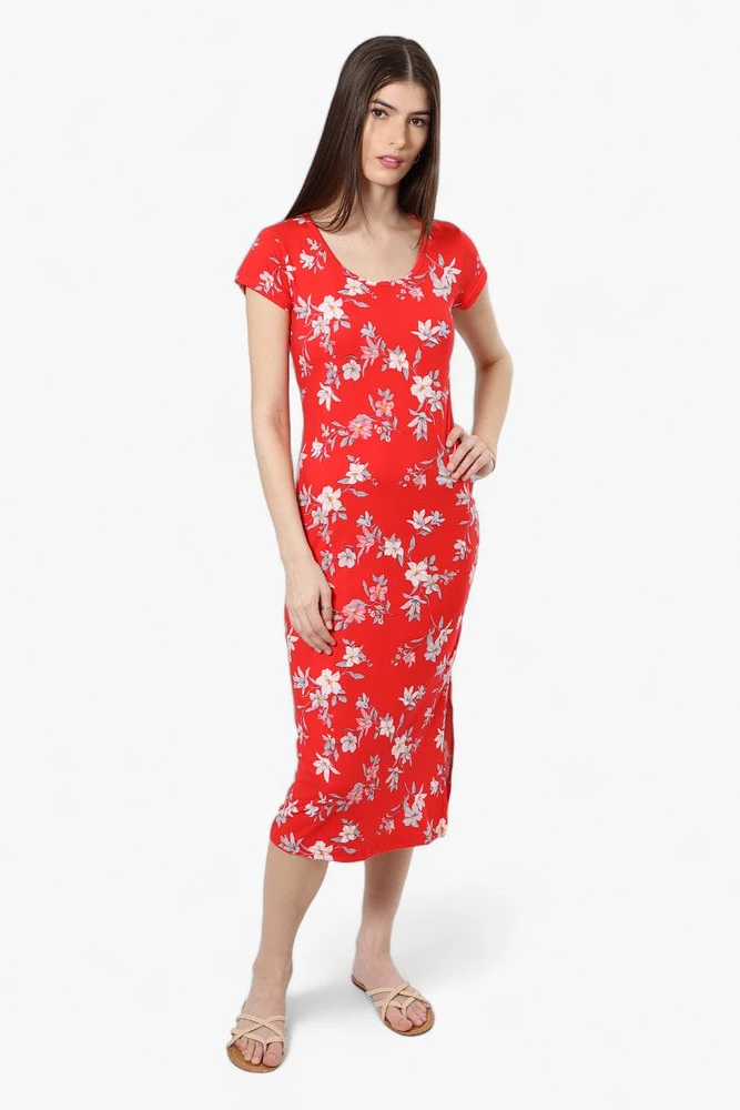 International INC Company Floral Cap Sleeve Midi Dress