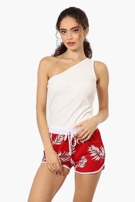 Mikk Leaf Pattern Tie Waist Dolphin Shorts