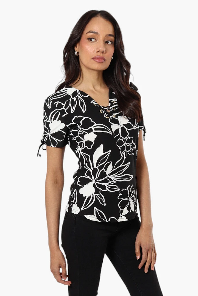 Majora Floral Front Tie Short Sleeve Shirt