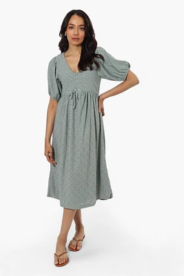 Urbanology Front Tie Puff Sleeve Maxi Dress