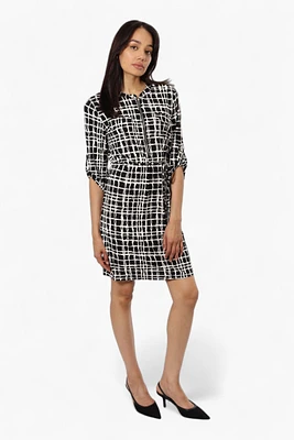 Beechers Brook Patterned Roll Up Sleeve Day Dress