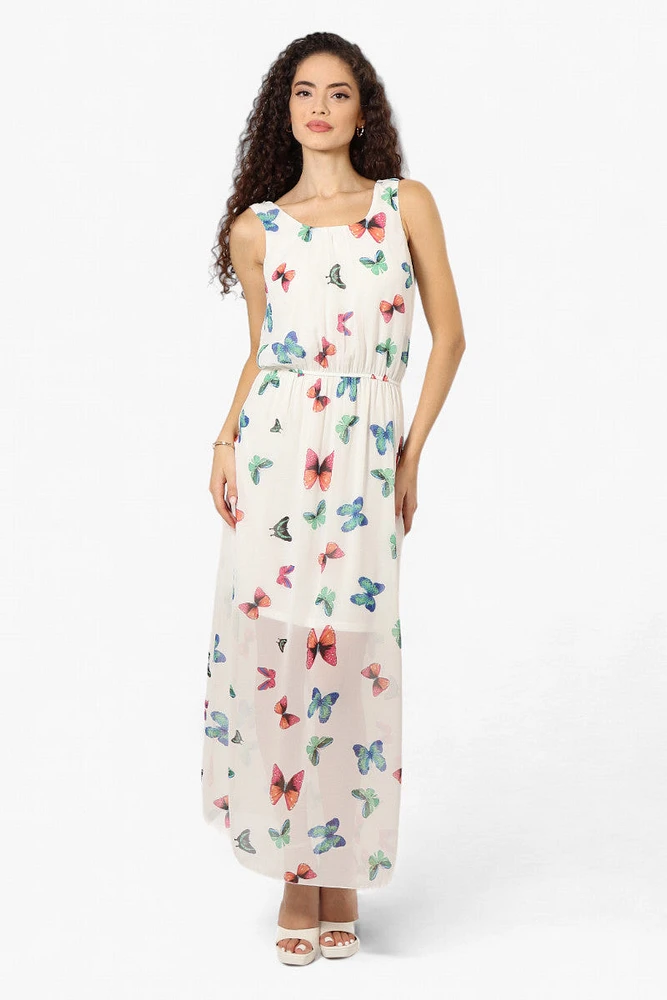 Limite Butterfly Pattern Sleeveless Tank Maxi Dress