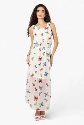 Limite Butterfly Pattern Sleeveless Tank Maxi Dress