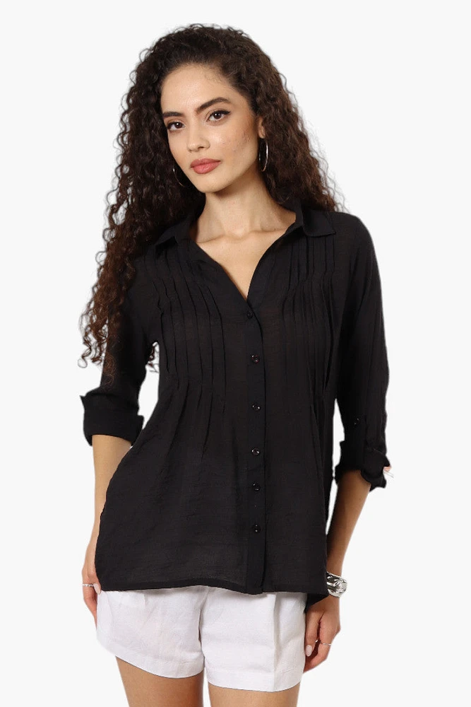 International INC Company Pleated Button Down Shirt