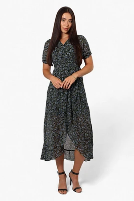 Limite Floral Crossover Chiffon Maxi Dress