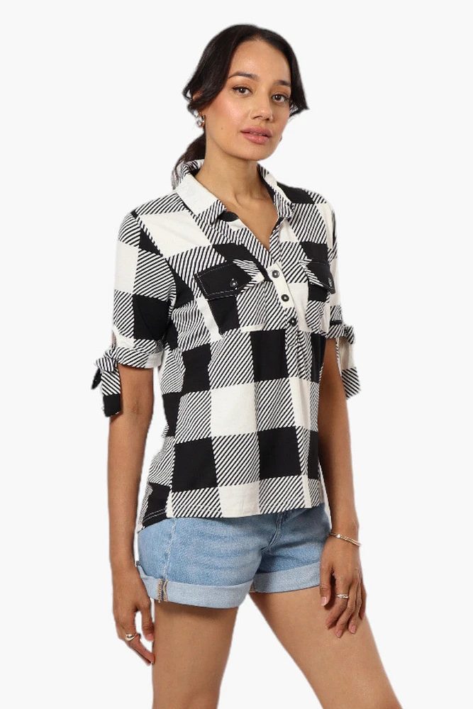 Urbanology Plaid Tie Sleeve Shirt