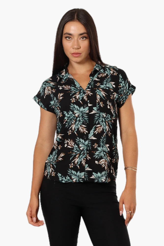 Majora Leaf Pattern Button Up Shirt