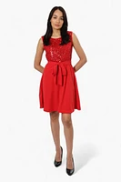 Limite Belted Sequin Top Skater Day Dress