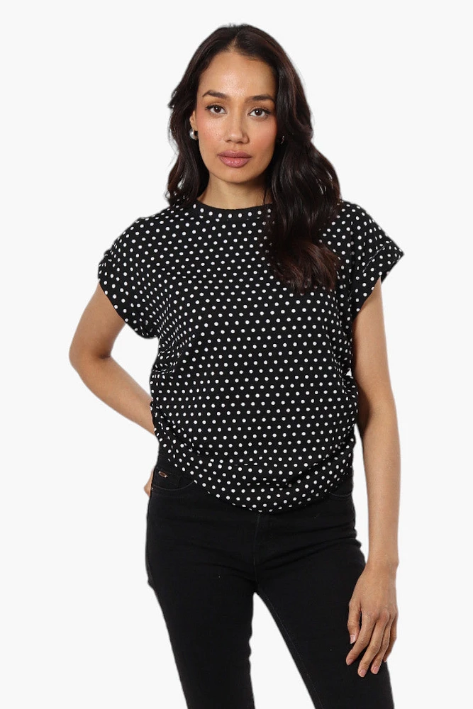 Impress Dotted Side Ruched Blouse
